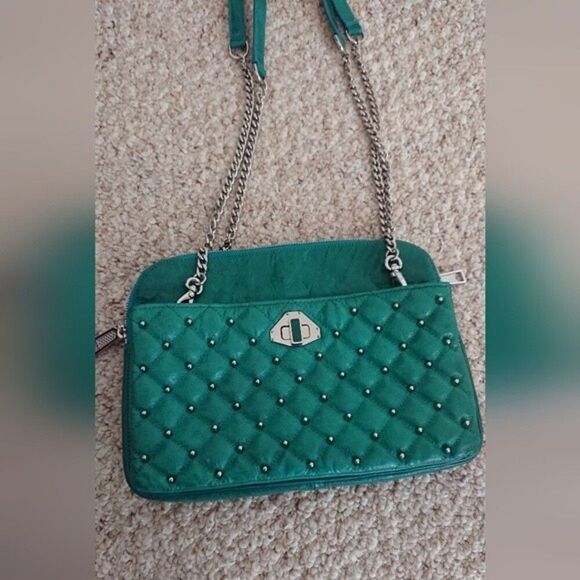 Rebecca Minkoff greenish turquoise Diamond Quilt and Stud Mikey Bag - Picture 2 of 12